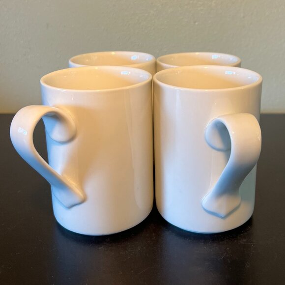 Set of 4 DANSK BISTRO Bisserup White Mugs  ~ Made in Portugal ~ Coffee Tea Cups - Picture 1 of 12